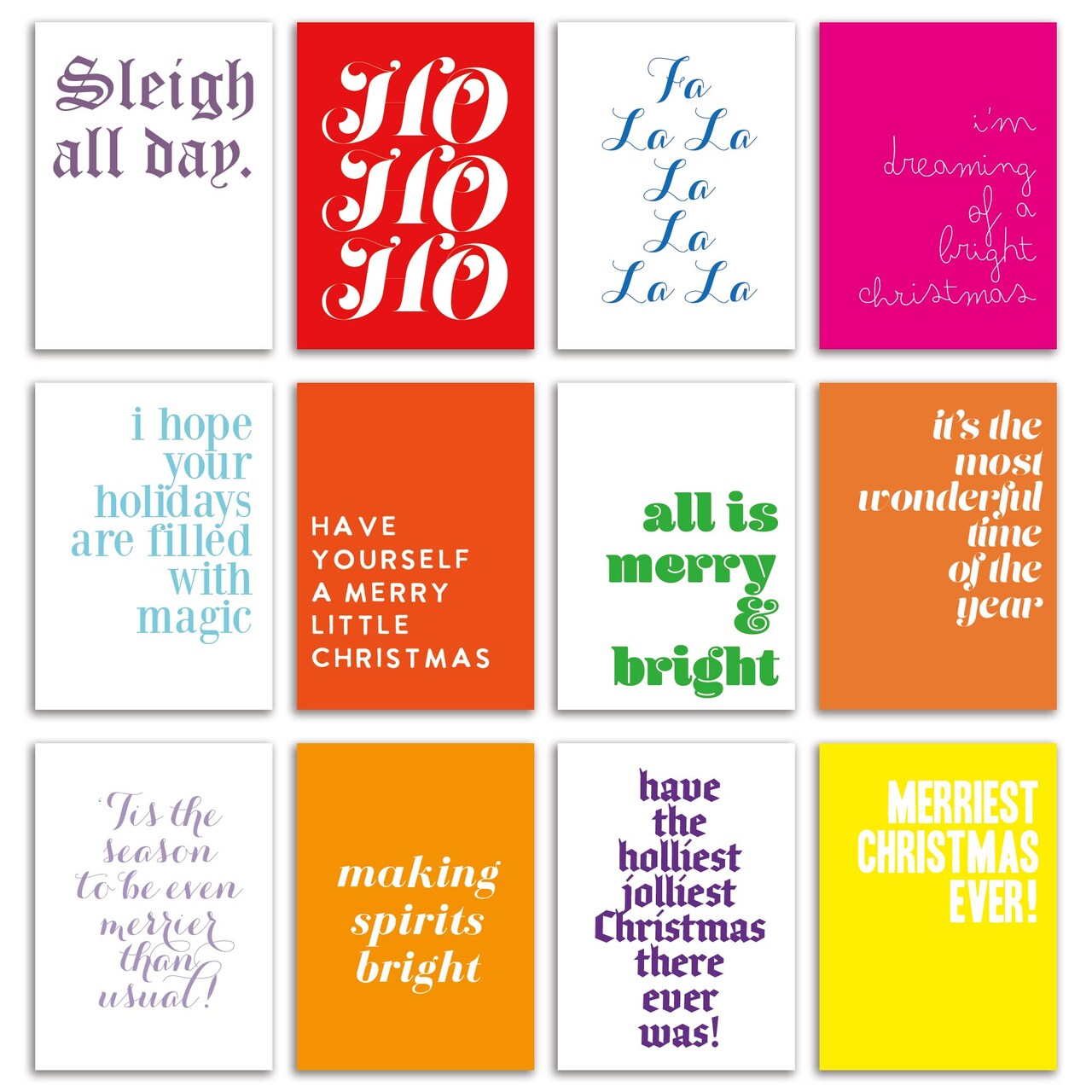 Modern Teen Christmas Greeting Cards Boxed Set of 24 Holiday Notecards Featuring Colorful and Fun Designs, Perfect for Young and Playful Festive Wishes